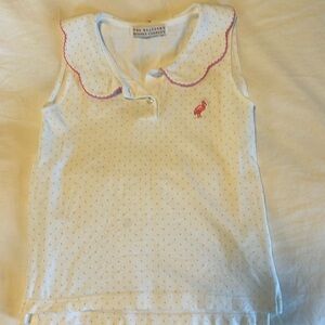 Beaufort Bonnet white tank with blue dots. EUC.